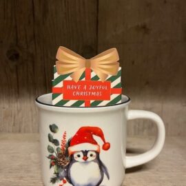 Cadeauset 'Joyful Christmas' - Beker + hot chocolatemix (vanille)