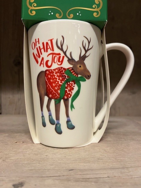 Beker-cadeauset 'Oh what a Joy' - Beker + hot chocolatemix (vanille), koekjes & lepeltje - Afbeelding 2